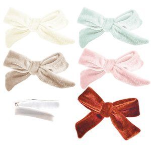 Velvet Lined Alligator Bow Hair Clips Set of 5